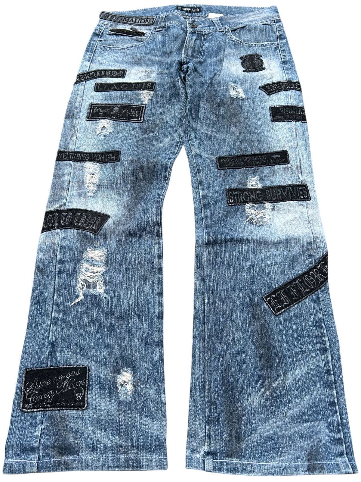 ☠️ In The Attic Japanese Punk Bondage Dirty Denim Jeans 🎌☠️