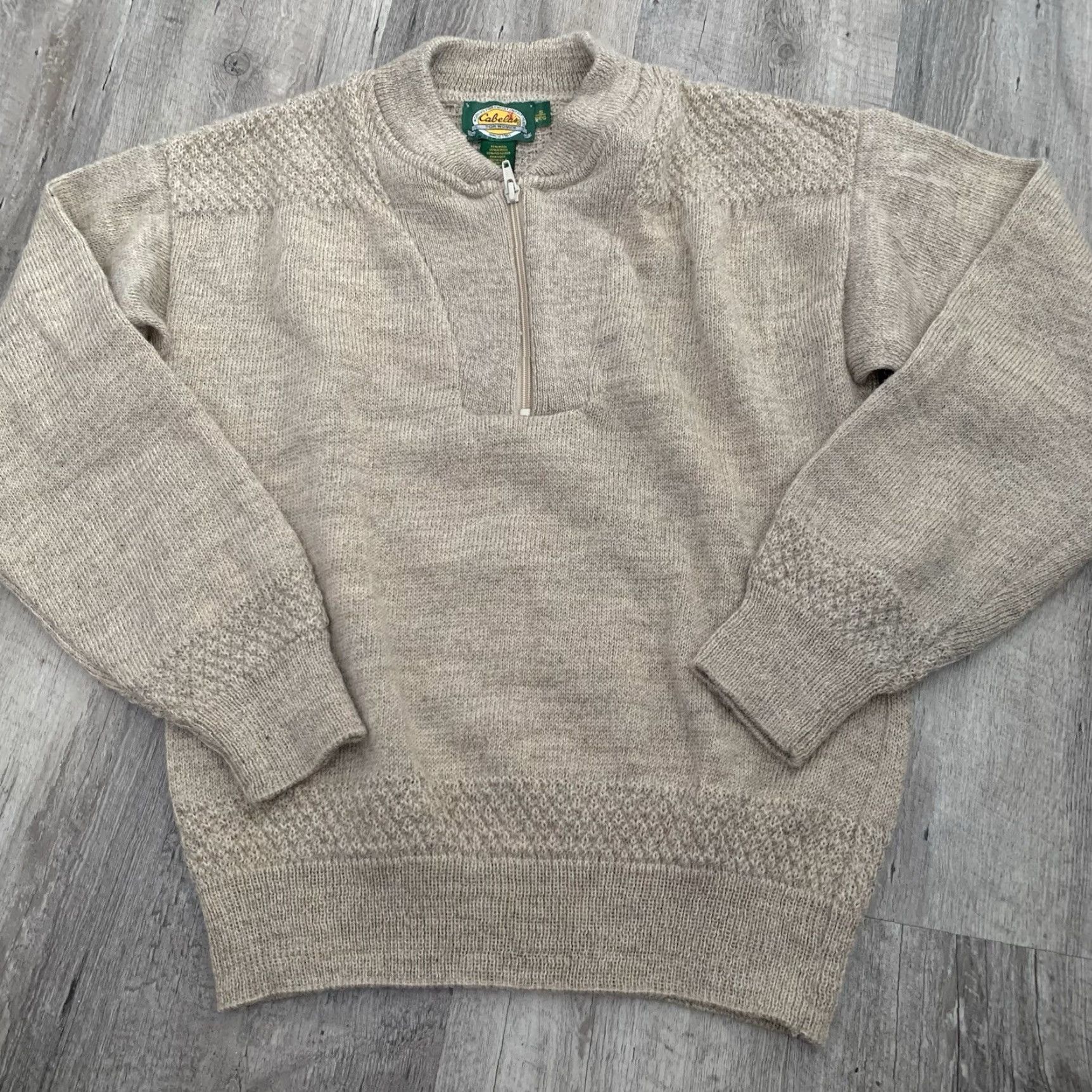 Vintage Cabelas Sweater Womens Small Reg 1/4 Zip Pullover Wool Blend Khaki Tan Outdoors Size S / US 4 / IT 40 - 6 Thumbnail