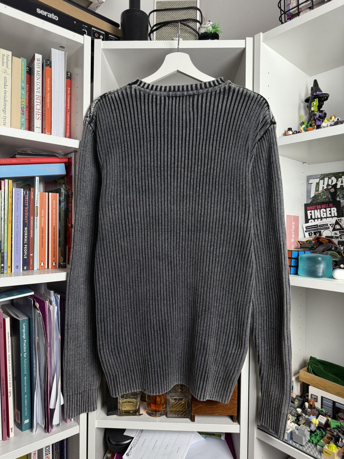Japanese Brand Vintage y2k grey eagle ribbed sweater XL opium archive drain Size US XL / EU 56 / 4 - 2 Thumbnail