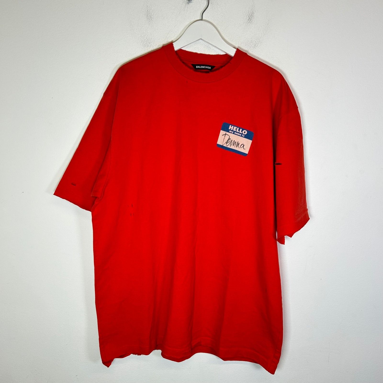 Balenciaga Balenciaga 'Hello My Name Is Demna' Distressed T-Shirt Size US S / EU 44-46 / 1 - 1 Thumbnail