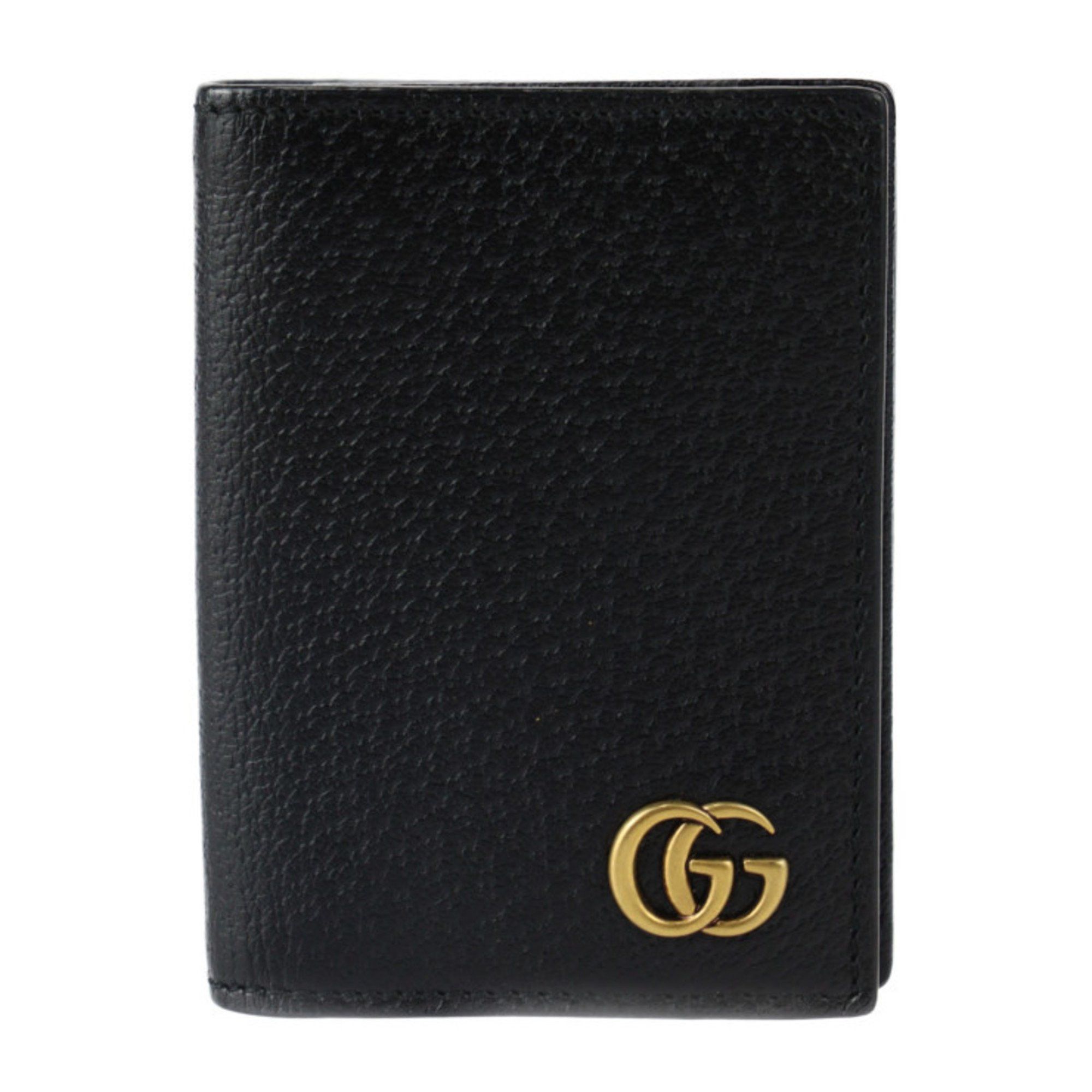 image of Gucci GG Marmont Business Card Holder/card Case 428737 Leather Black Holder Bi-Fold, Women's