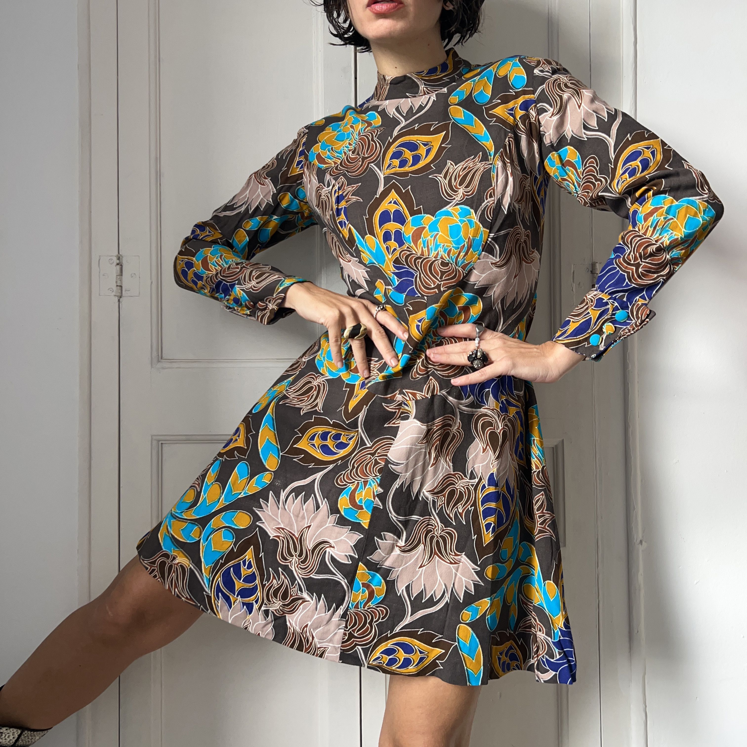 Vintage Vintage 70s Floral Midi Dress Size M / US 6-8 / IT 42-44 - 3 Thumbnail