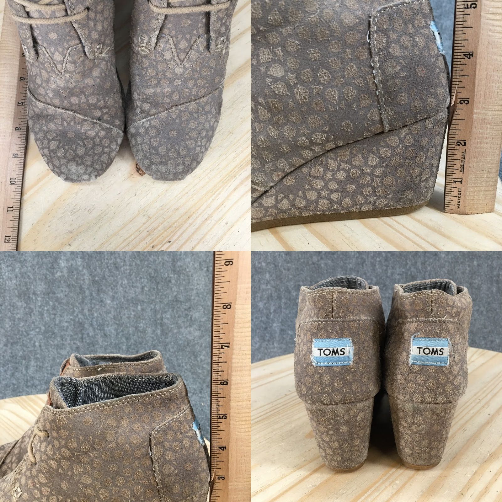 Toms TOMS Boots Womens 8.5 Desert Brown Herringbone Wedge Heels Casual Bootie Size US 9 / IT 39 - 8 Thumbnail
