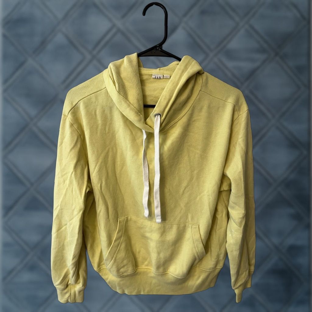 Gap VINTAGE Gap Womens Hoodie Sweatshirt Pullover Long Sleeve Solid Yellow Small Activewear Pockets Size S / US 4 / IT 40 - 1 Thumbnail
