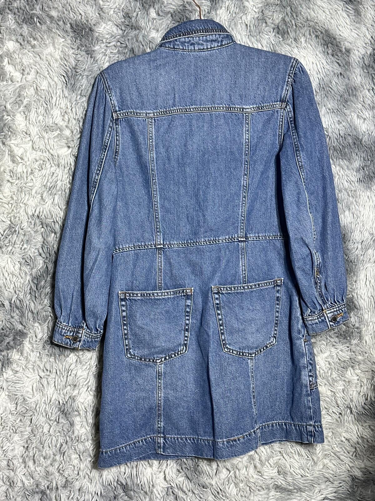Unknown London Denim Zip-Up Long Sleeve Dress with Pockets Size S / US 4 / IT 40 - 2 Thumbnail