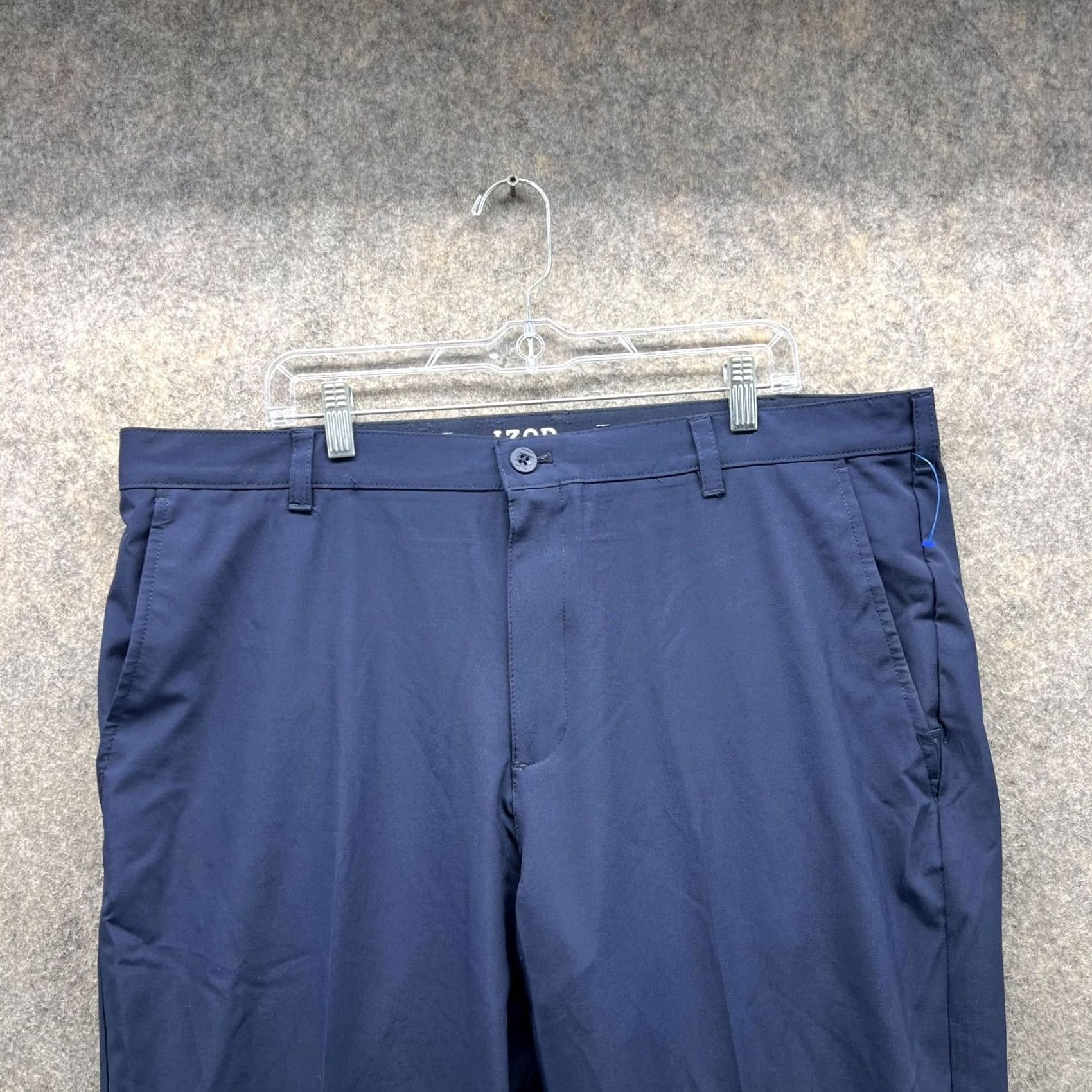 Izod Izod Pants Men 40x29 Adult Blue Navy Chino Golf Casual Polyester Pleated Pockets Straight" Size US 40 / EU 56 - 2 Thumbnail