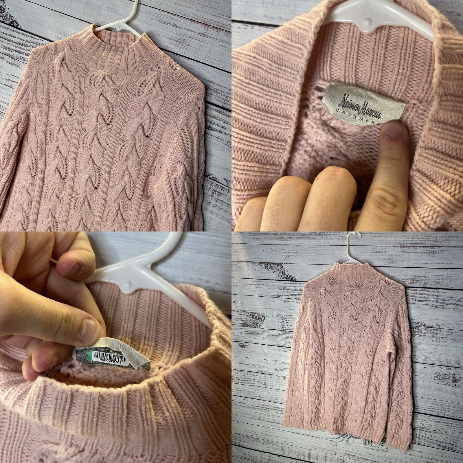 Neiman Marcus VINTAGE Neiman Marcus Cashmere Chunky Cable Knit Mock Neck Sweater Women’s Large Size L / US 10 / IT 46 - 8 Thumbnail