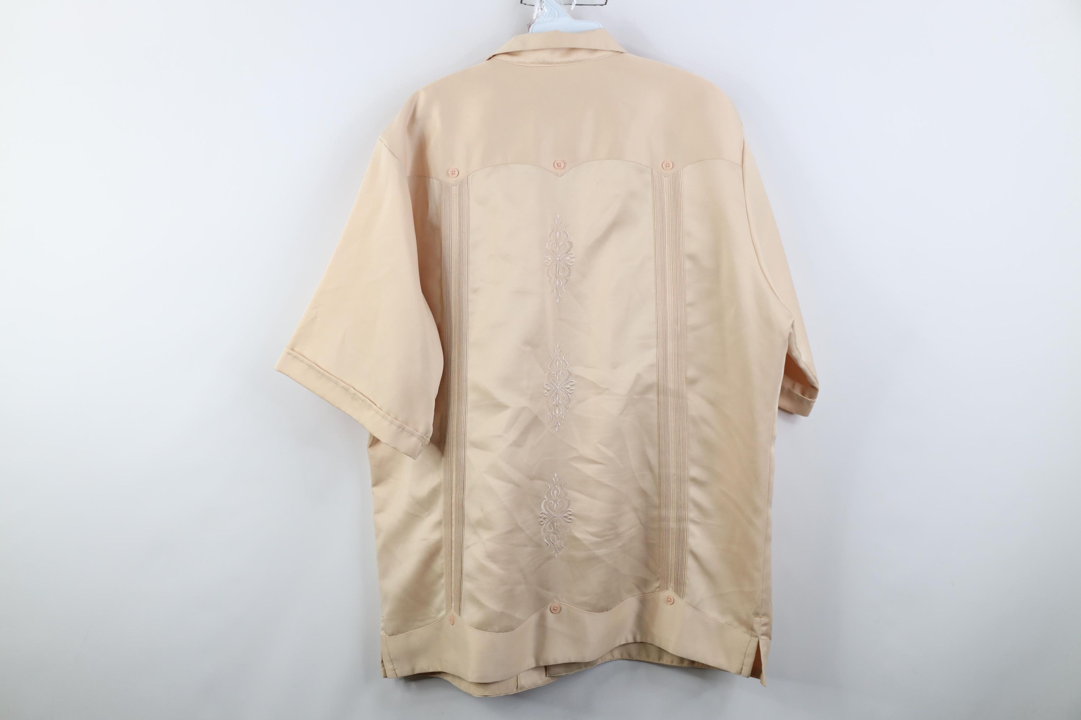 Vintage Vintage 90s Rockabilly Western Wedding Button Shirt Beige Size US XXL / EU 58 / 5 - 13 Thumbnail