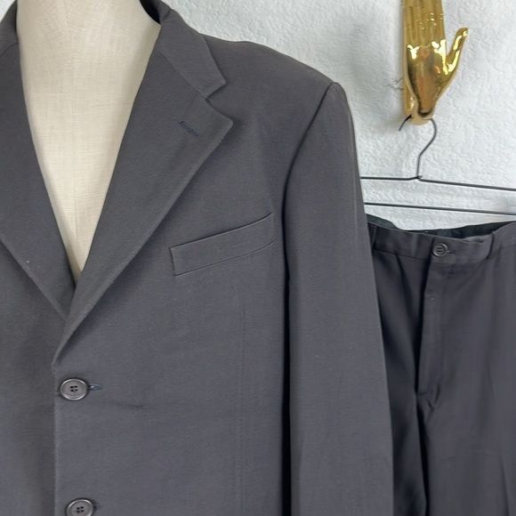 Giorgio Armani Giorgio Armani Pure Wool Silk Textured 2 Pc 3 Button Suit su Size 48L - 3 Thumbnail