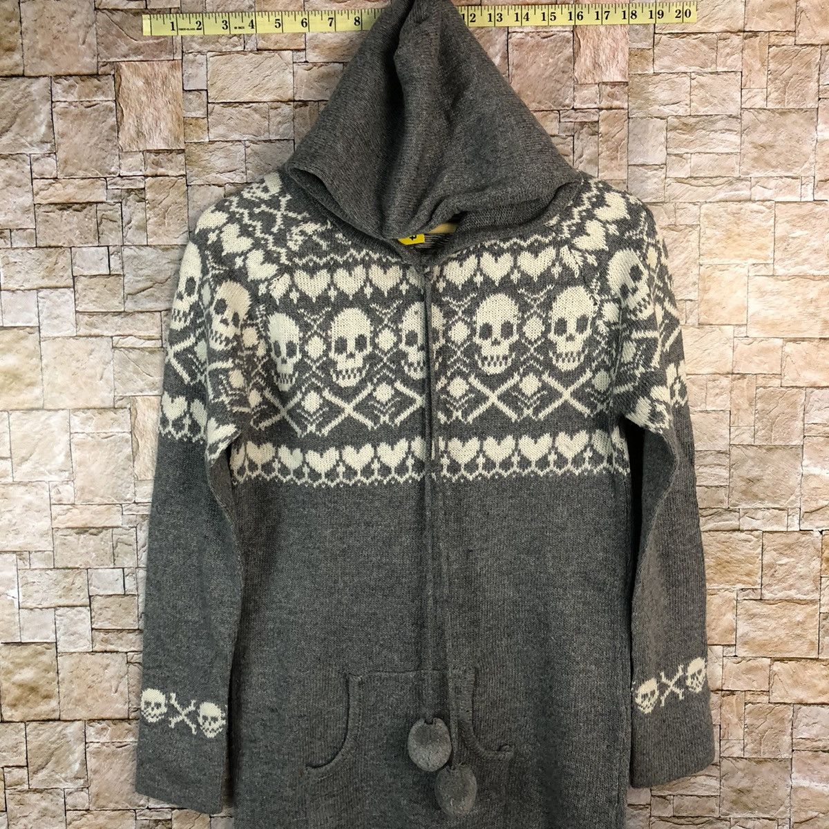 Japanese Brand S.I.D skull Grey Hoodie knitwear sweater #A518 Size S / US 4 / IT 40 - 2 Thumbnail