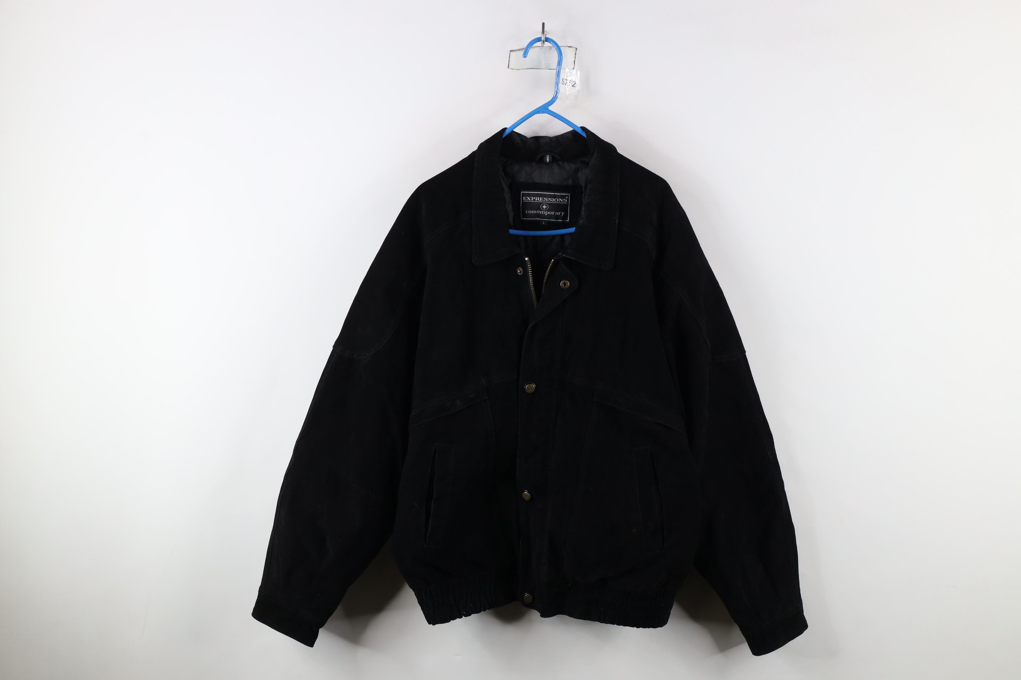 Vintage Vintage 90s Streetwear Quilted Suede Leather Bomber Jacket Size US L / EU 52-54 / 3 - 1 Thumbnail