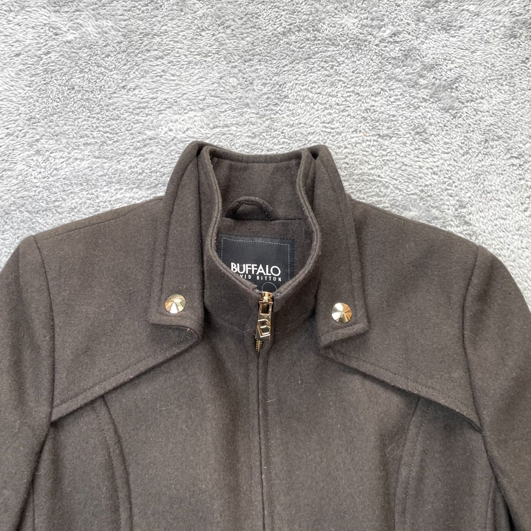 Buffalo David Bitton Buffalo David Bitton Jacket - Womens Medium Brown Wool Blend Double Collar Coat Size M / US 6-8 / IT 42-44 - 7 Thumbnail