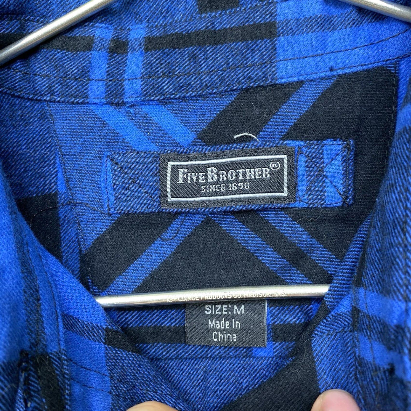 Vintage Five Brother Flannel Shirt Mens M Workwear Plaid Button-Up 90s Outdoor Casual Blue Cotton Flannel Size US M / EU 48-50 / 2 - 4 Thumbnail