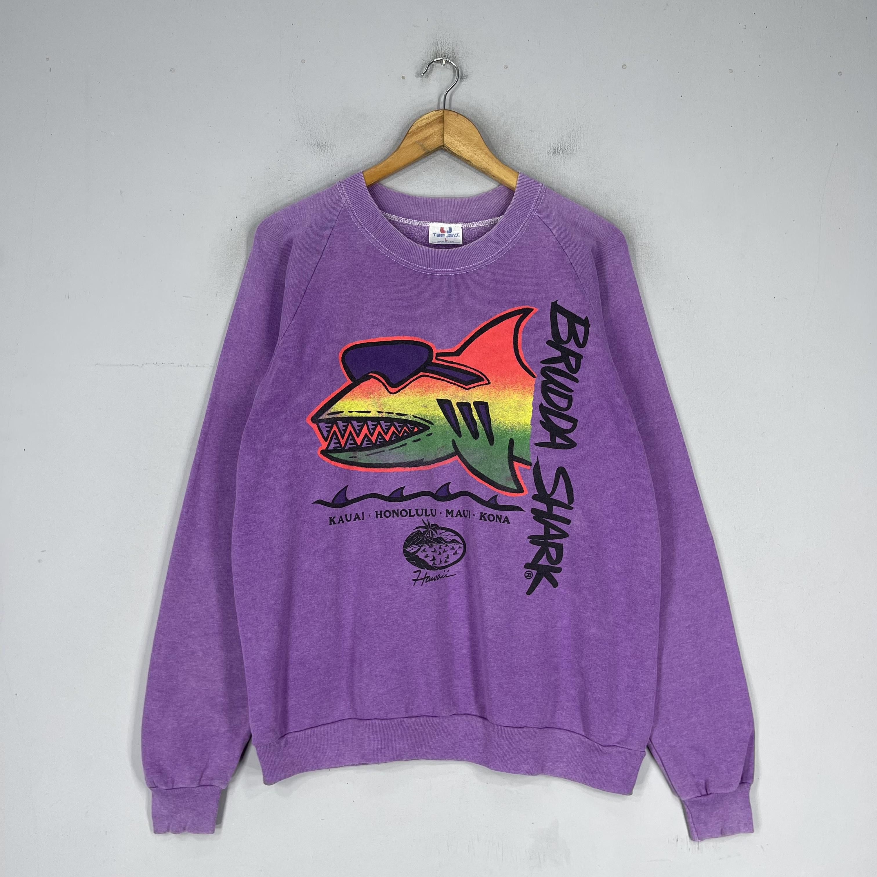 Vintage Vintage 90's BRUDA SHARK Cartoon Printed Sweatshirt Size US M / EU 48-50 / 2 - 3 Thumbnail