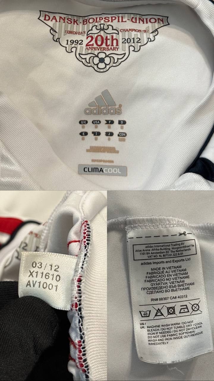 Adidas Denmark adidas 2012-13 Football Away Shirt Jersey soccer Size US M / EU 48-50 / 2 - 11 Thumbnail