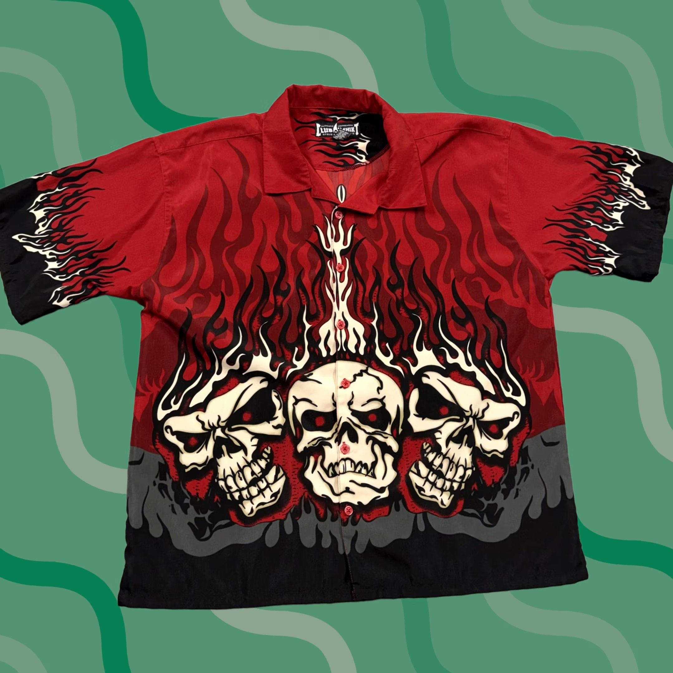 Vintage Steve & Barry's Shirt Mens XL Red Skull Flames Camp Short Sleeve Button Casual Size US XL / EU 56 / 4 - 1 Thumbnail