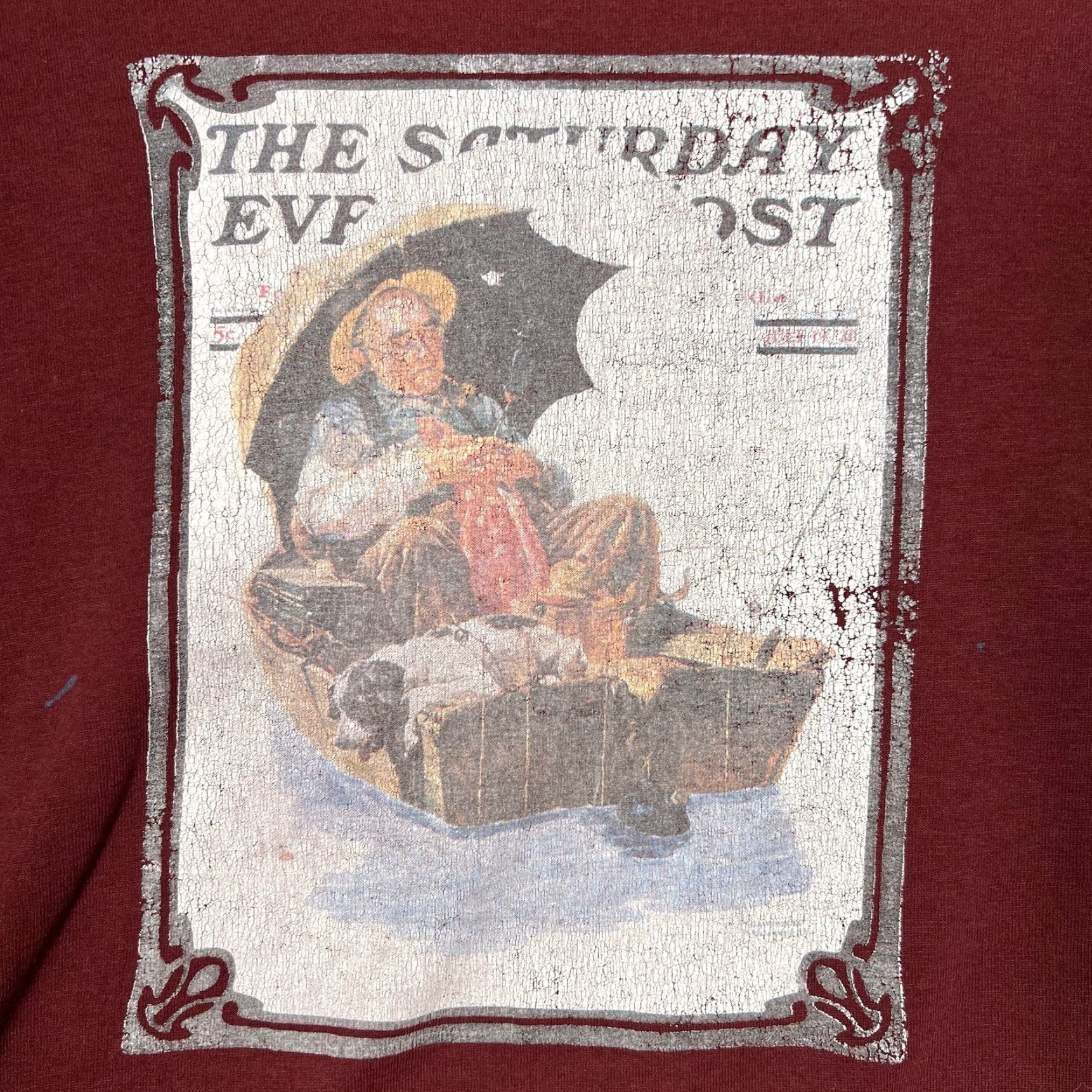 Vintage VINTAGE The Saturday Evening Post Magazine T Shirt Mens 2XL Maroon 80s Crew Neck Short Sleeve Graphic Print Regular Vintage 7/10 Size US XXL / EU 58 / 5 - 6 Thumbnail