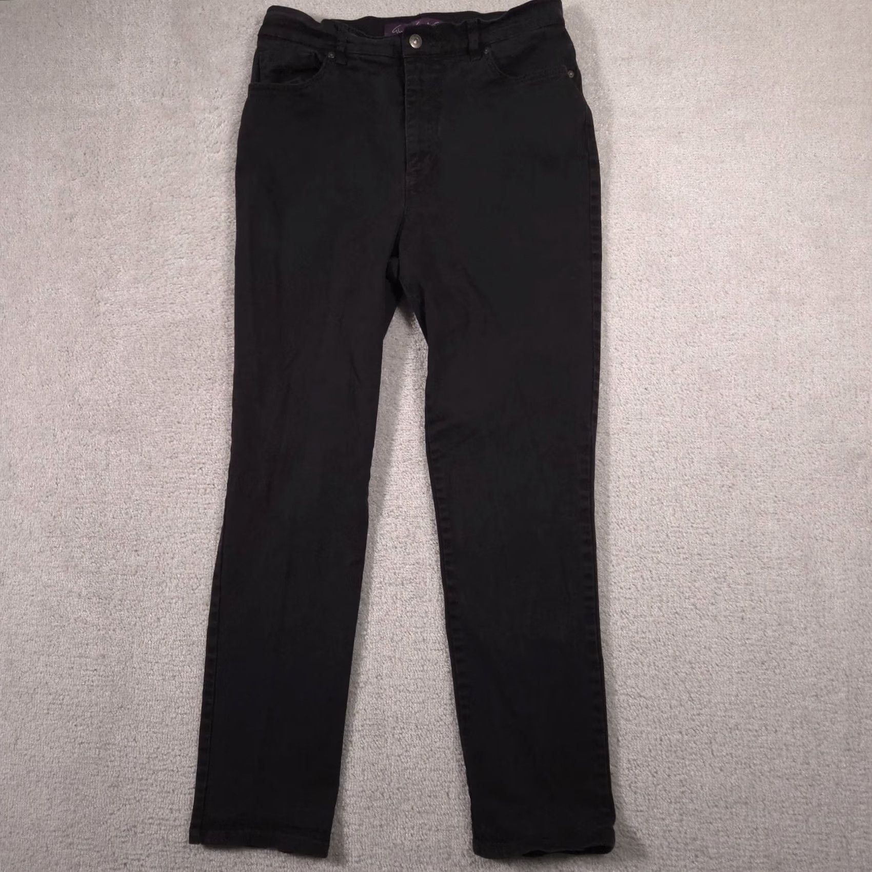 Gloria Vanderbilt Gloria Vanderbilt Amanda Jeans Women's 10 Med Denim Black Stretch Straight Leg Size 32" / US 10 / IT 46 - 3 Thumbnail