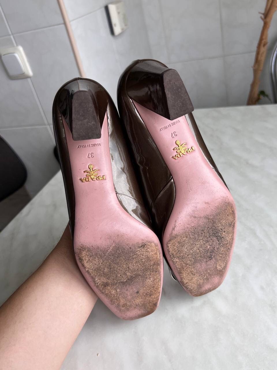 Prada Prada High Heels Shoes Metal Logo 00s Prada Italy Leather Size US 7 / IT 37 - 11 Thumbnail