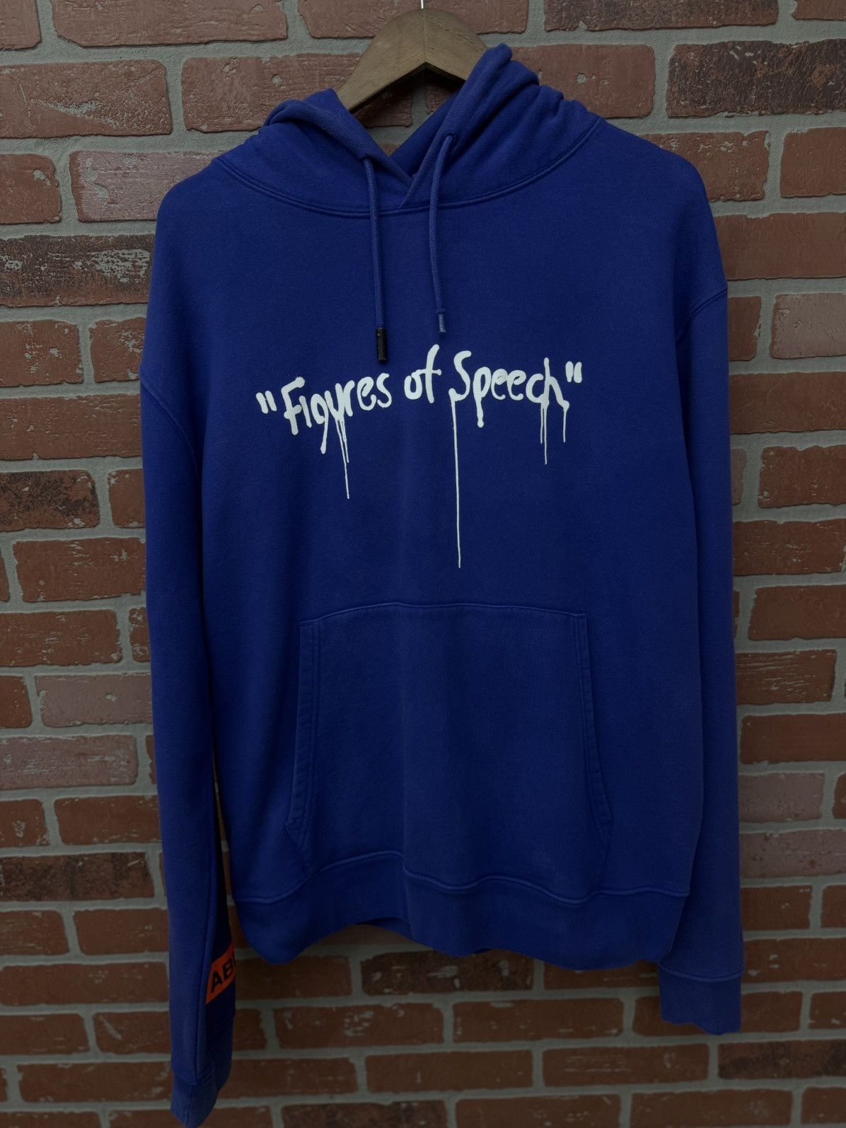 Off White Pullover Blue Stones Hoodie Size XL RARE