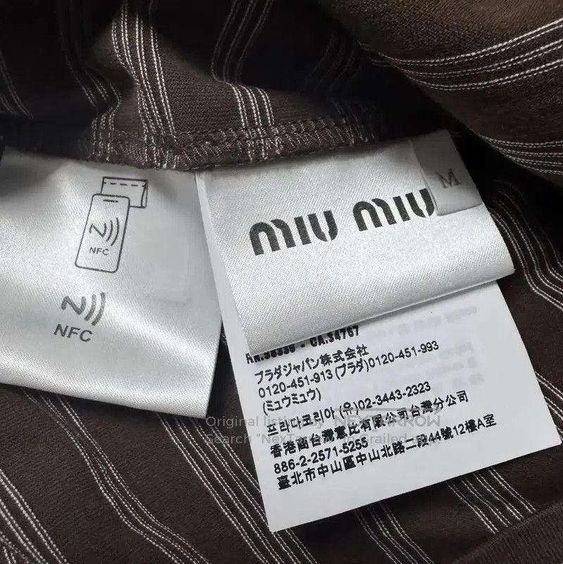 Miu Miu Miu Miu Brown Striped Cotton T-shirt . Size M / US 6-8 / IT 42-44 - 4 Thumbnail
