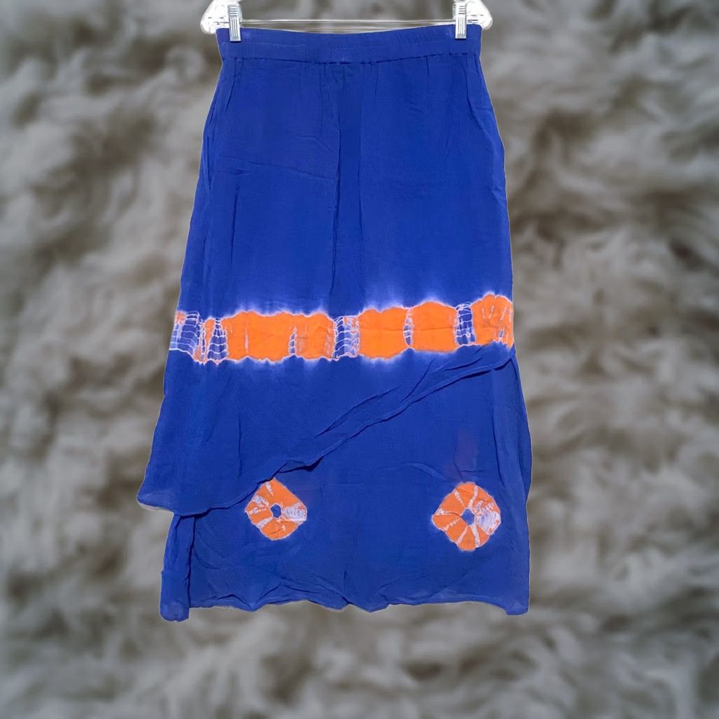 Vintage Original Anthony Skirt M Boho Hippie Festival Elastic Waist Y2K Art To Wear Blue Skirt M Women Midi Elastic Waist Blue Boho Hippie Y2K Art To Wear Size 32" / US 10 / IT 46 - 1 Thumbnail