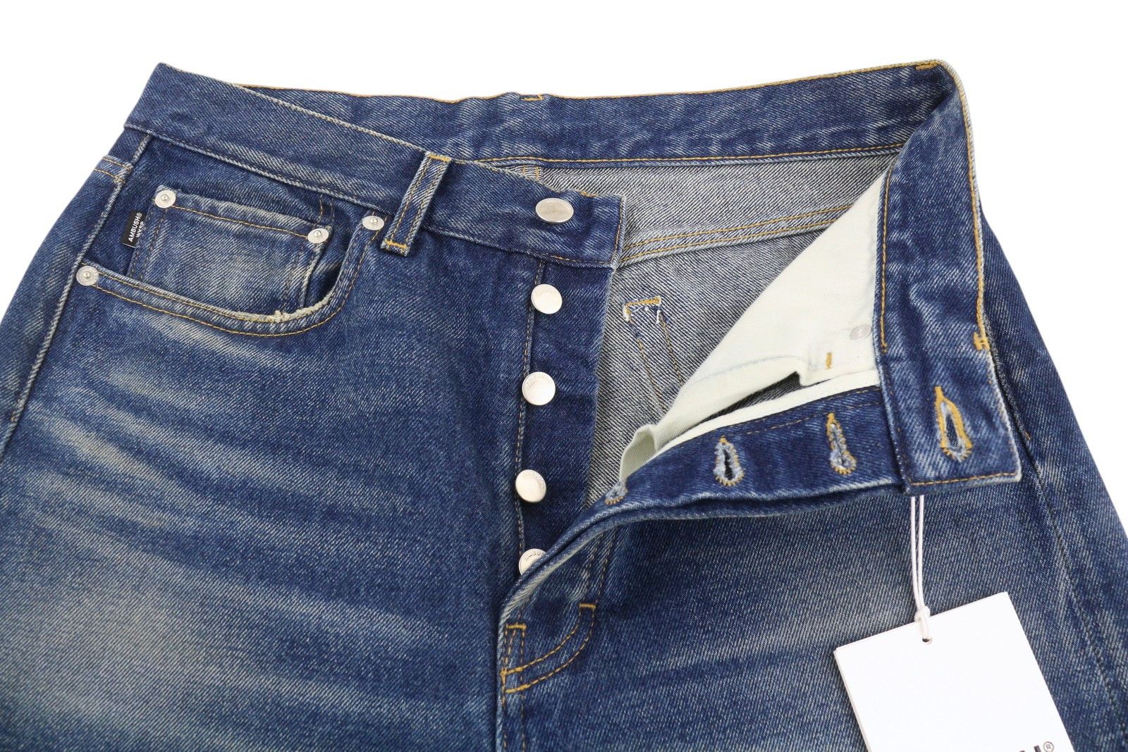 Ambush Design W30 Blue Faded Washed Whiskers Slim Button Fly Denim 86511 Size US 30 / EU 46 - 4 Thumbnail