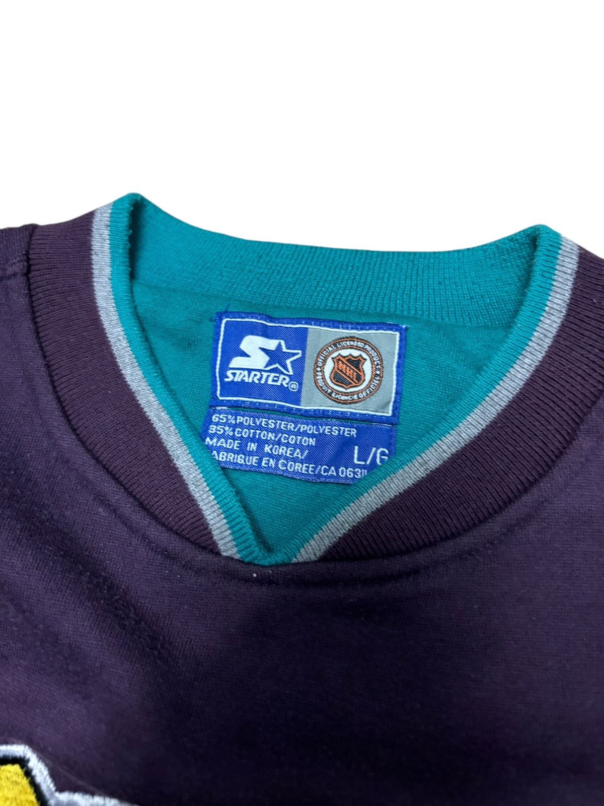 NHL (NEED GONE) Vintage 90's NHL Starter Mighty Duck Crewneck Size US L / EU 52-54 / 3 - 3 Thumbnail