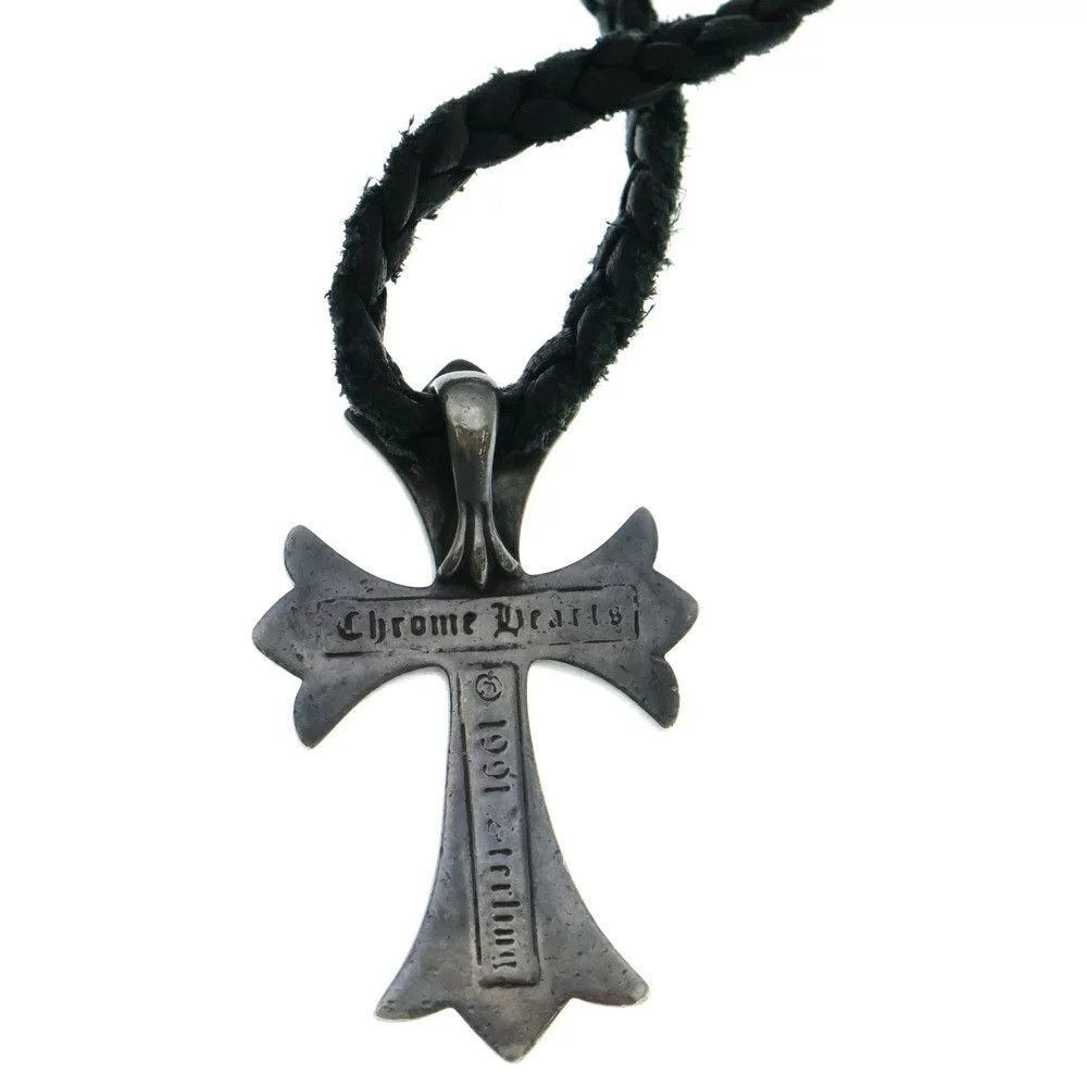 Chrome Hearts CHROME HEARTS SMALL CROSS PENDANT LEATHER BRAID NECKLACE Size ONE SIZE - 11 Thumbnail