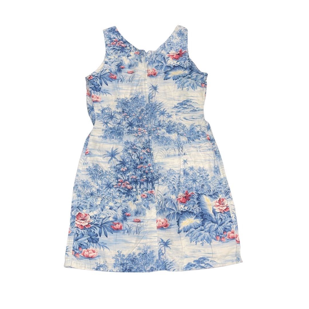 Liz Claiborne Blue Vneck Sheath Dress Floral Hawaiian Tropical Vintage 90s Size XL / US 12-14 / IT 48-50 - 2 Thumbnail