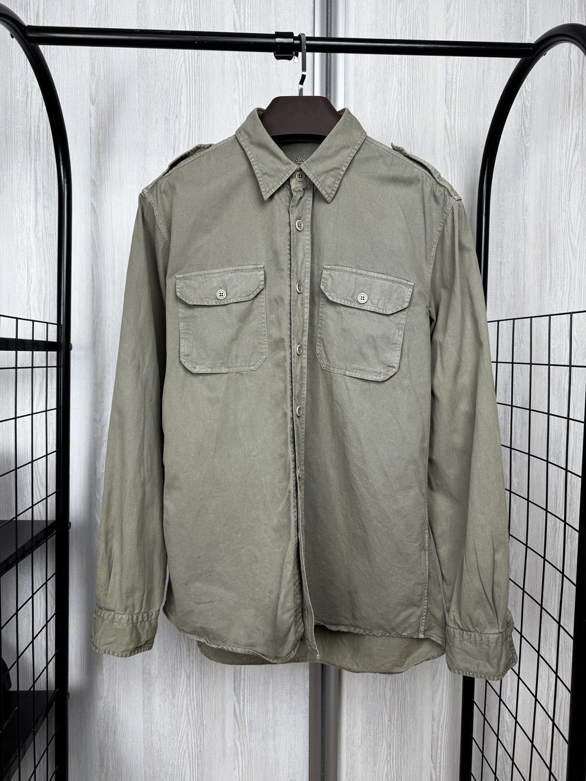 Belstaff Belstaff Mens Officer Shirt Sage Green Size US L / EU 52-54 / 3 - 1 Thumbnail