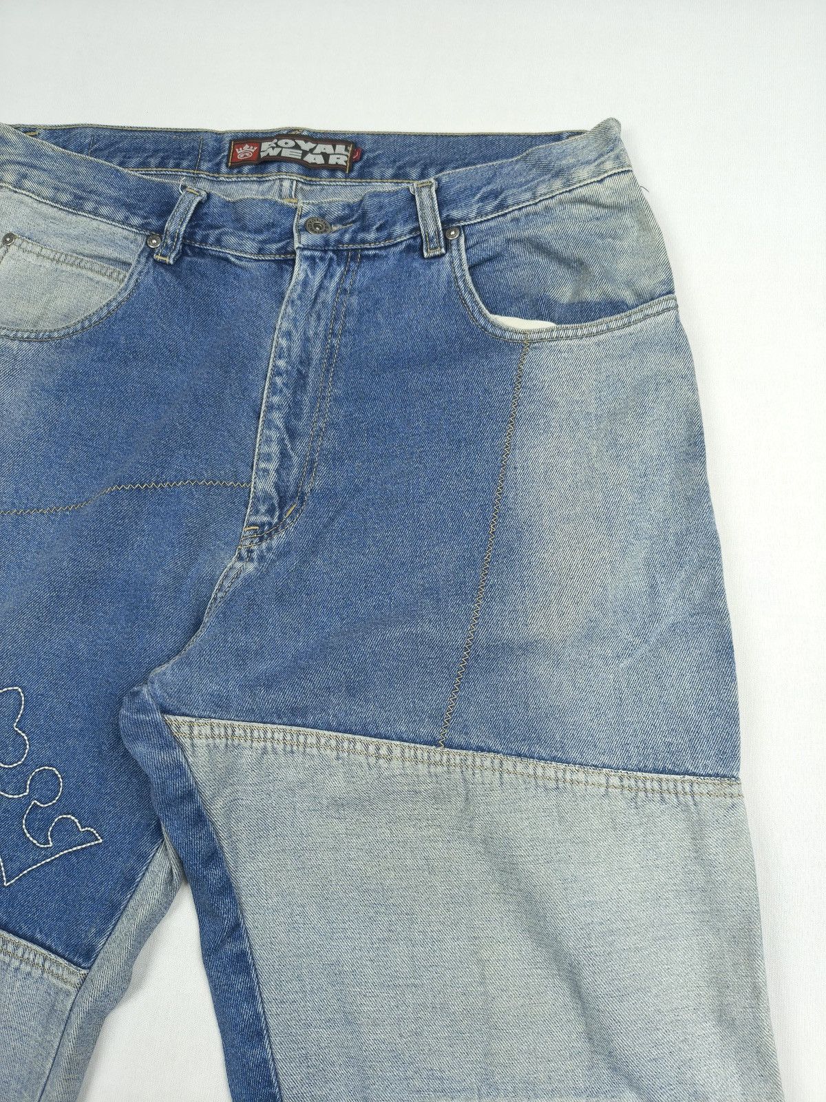 Southpole Royal Wear Patchwork Jeans Crown Logo Y2K Baggy (058) Size US 34 / EU 50 - 5 Thumbnail