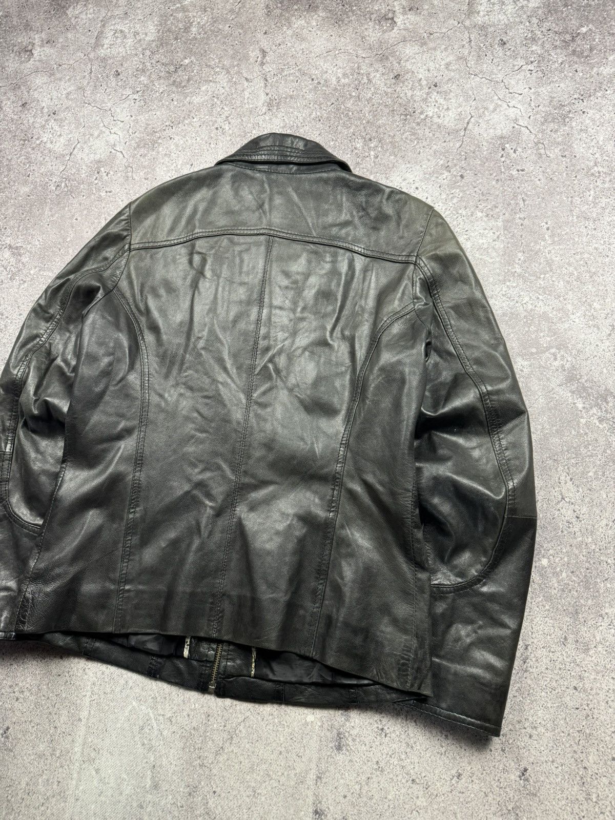 Japanese Brand FADED CROPPED AVANT GARDE LEATHER JACKET OWENS STYLE Y2K Size US S / EU 44-46 / 1 - 11 Thumbnail