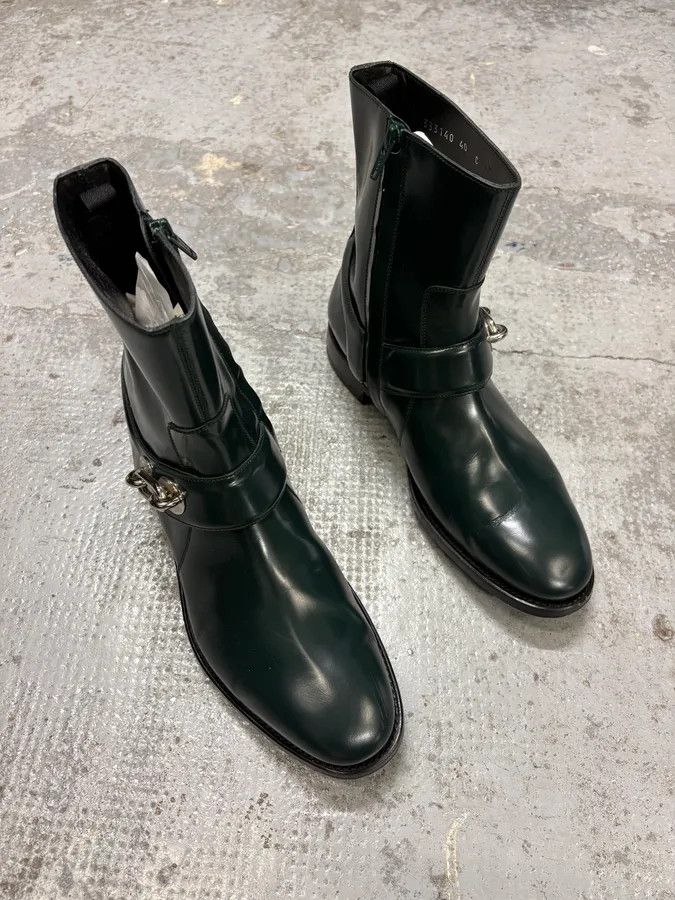 Balenciaga Balenciaga Dark Green Leather Ankle Boots Size US 7 / EU 40 - 4 Thumbnail