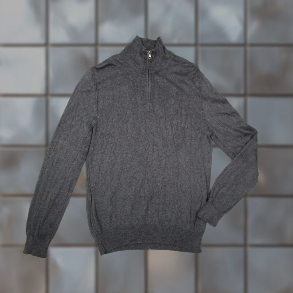 VINTAGE Banana Republic Sweater Men Medium Gray Silk Cashmere 1/4