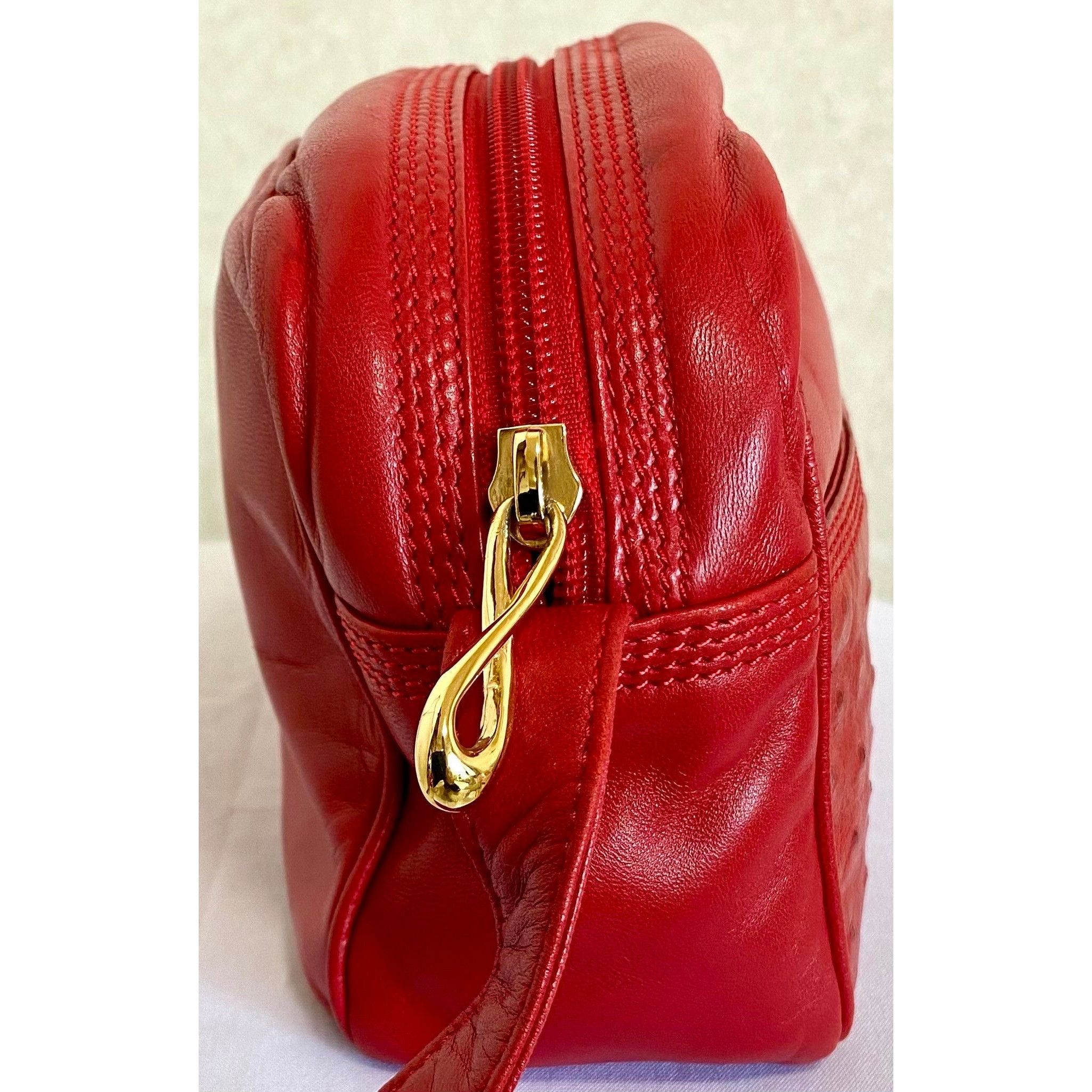 Loewe Vintage LOEWE red genuine ostrich and nappa leather bag Size ONE SIZE - 7 Thumbnail