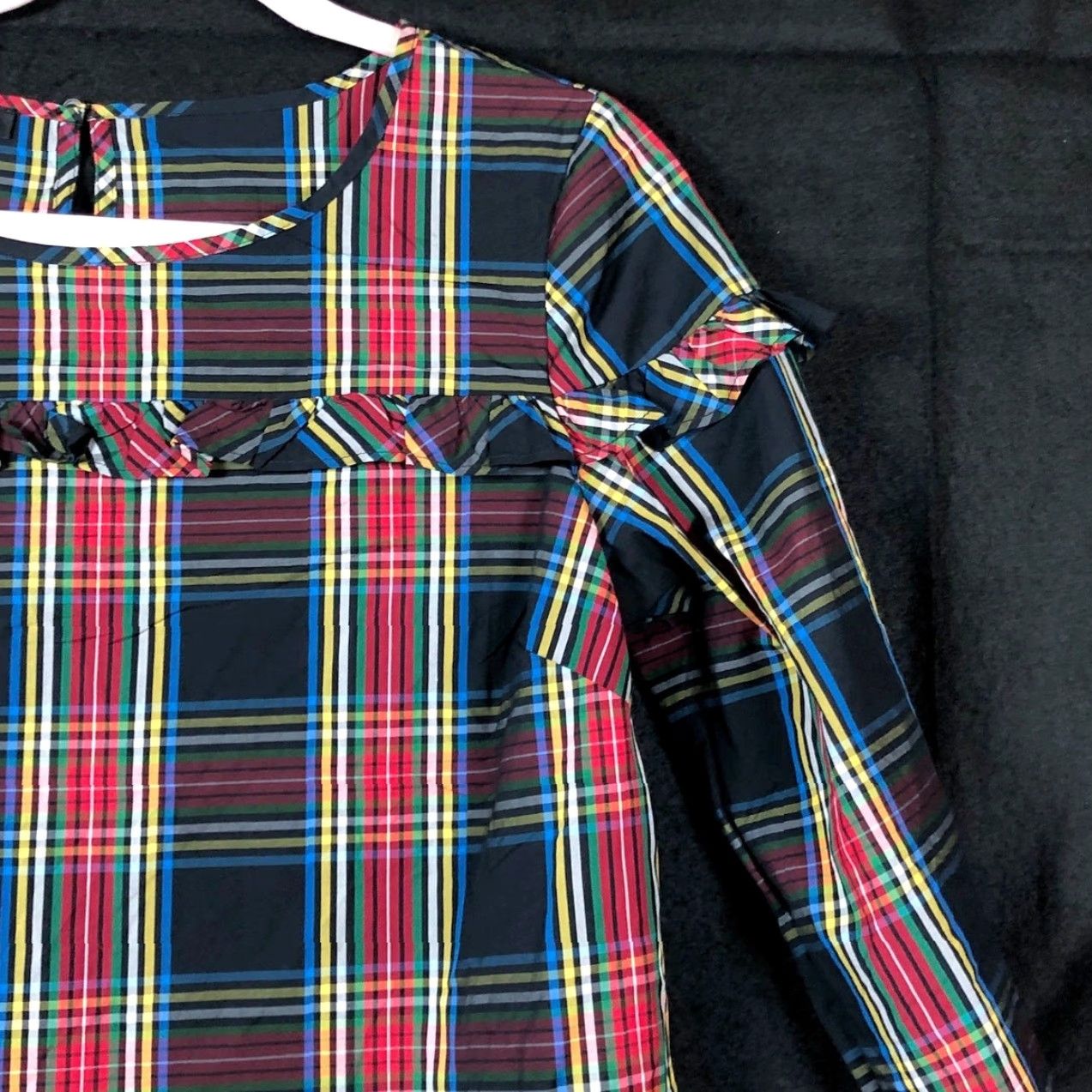 Talbots Talbots Womens Shirt Multicolored Plaid Petite Ruffle 3/4 Sleeve Stretch PM Size M / US 6-8 / IT 42-44 - 5 Thumbnail