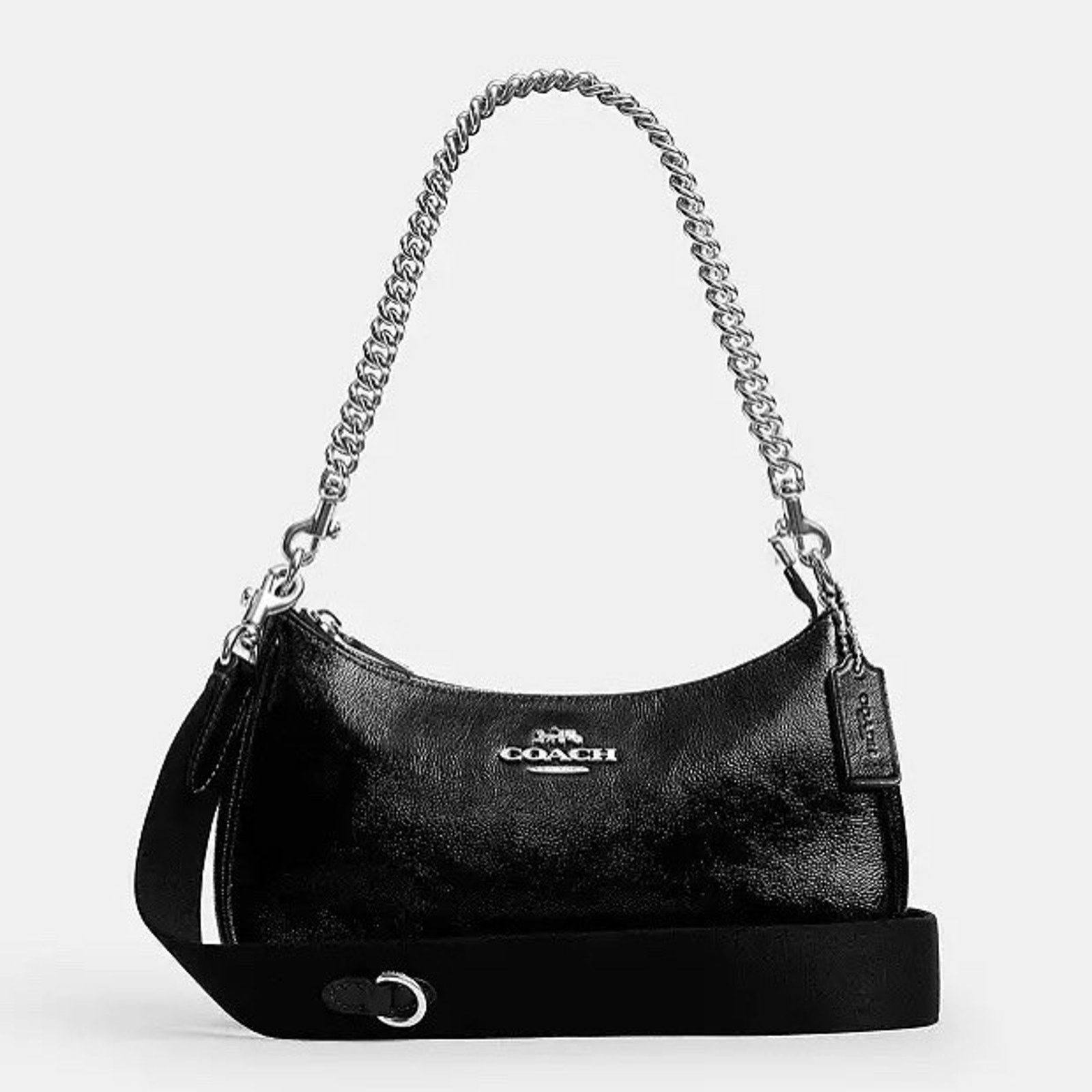 Coach NWT COACH Teri Shoulder Bag CCD78 Black Patent Leather Size ONE SIZE - 16 Thumbnail