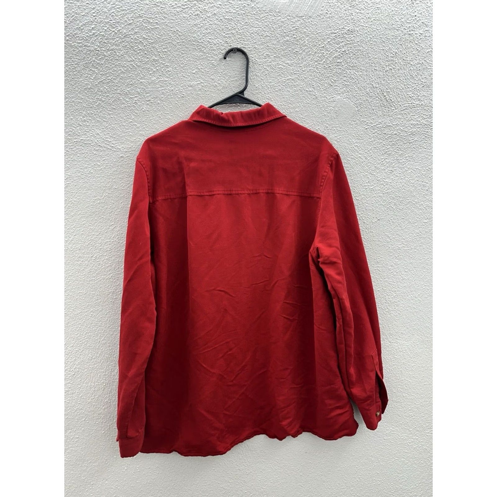 Vintage Villager Sport Womens Button Up Shirt XL Red Long Sleeve Shirt Womens XL Red Size XL / US 12-14 / IT 48-50 - 7 Thumbnail
