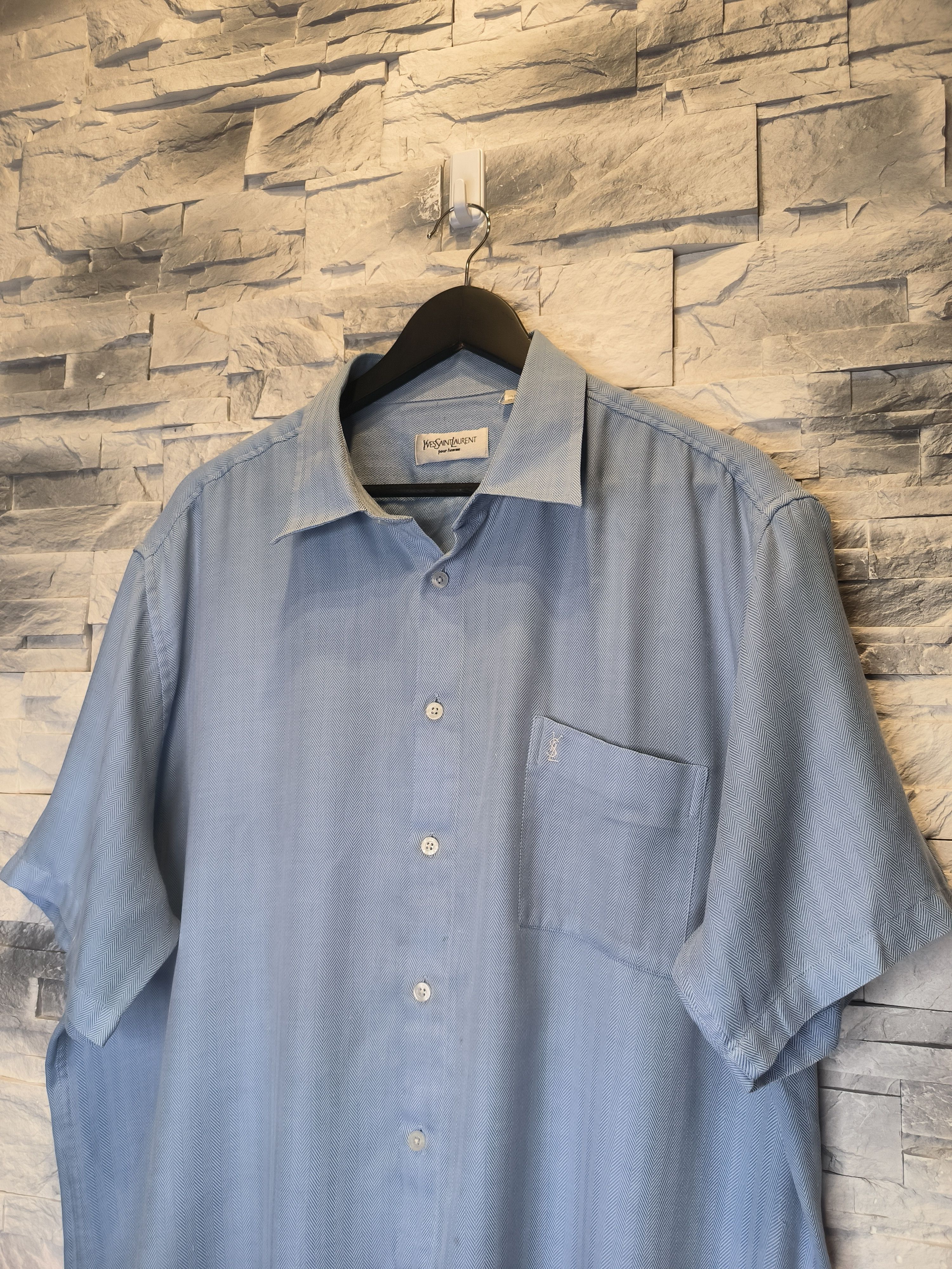 Yves Saint Laurent YSL Pour Homme Shirt Button-Up Saint Laurent Logo Size US XXL / EU 58 / 5 - 2 Thumbnail