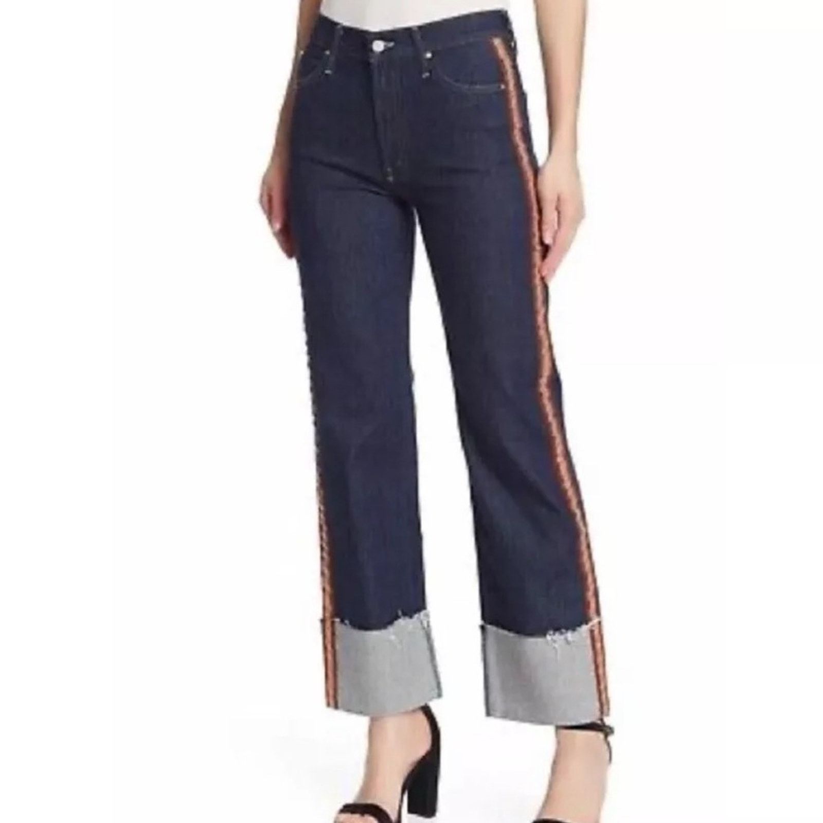 MOTHER NEW Mother Denim The Duster Cuff Straight Jeans - 25 - $298 Size 25" / US 0 / IT 36 - 4 Thumbnail