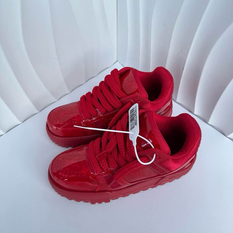 Louis Vuitton Louis Vuitton Trainer Maxi Red Low-Top Sneakers 0079 Size US 8 / EU 41 - 1 Thumbnail