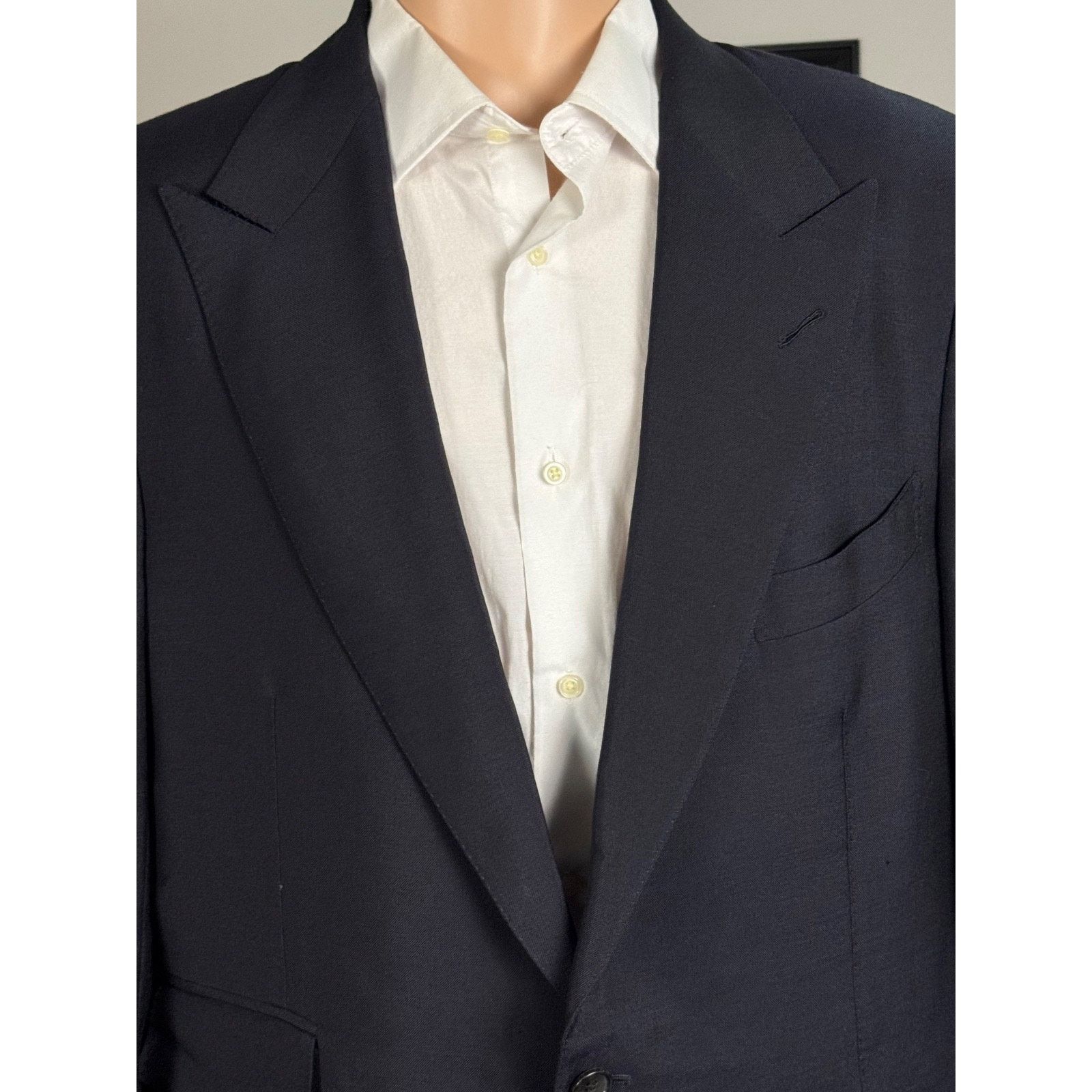 Tom Ford Tom Ford Navy Flannel Cashmere Mohair Peak Lapel Blazer 44R Size 44R - 1 Thumbnail