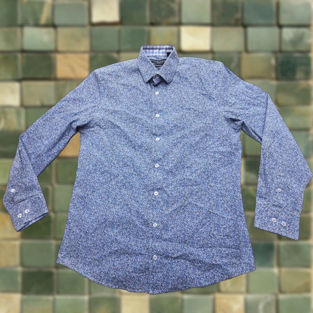 Vintage Nick Graham Floral Print Shirt Mens Slim 15.5 Blue Floral Pattern, Long Sleeve, Button Cuff, Cotton Blend, Casual Shirt, Vintage: No Size US L / EU 52-54 / 3 - 1 Thumbnail