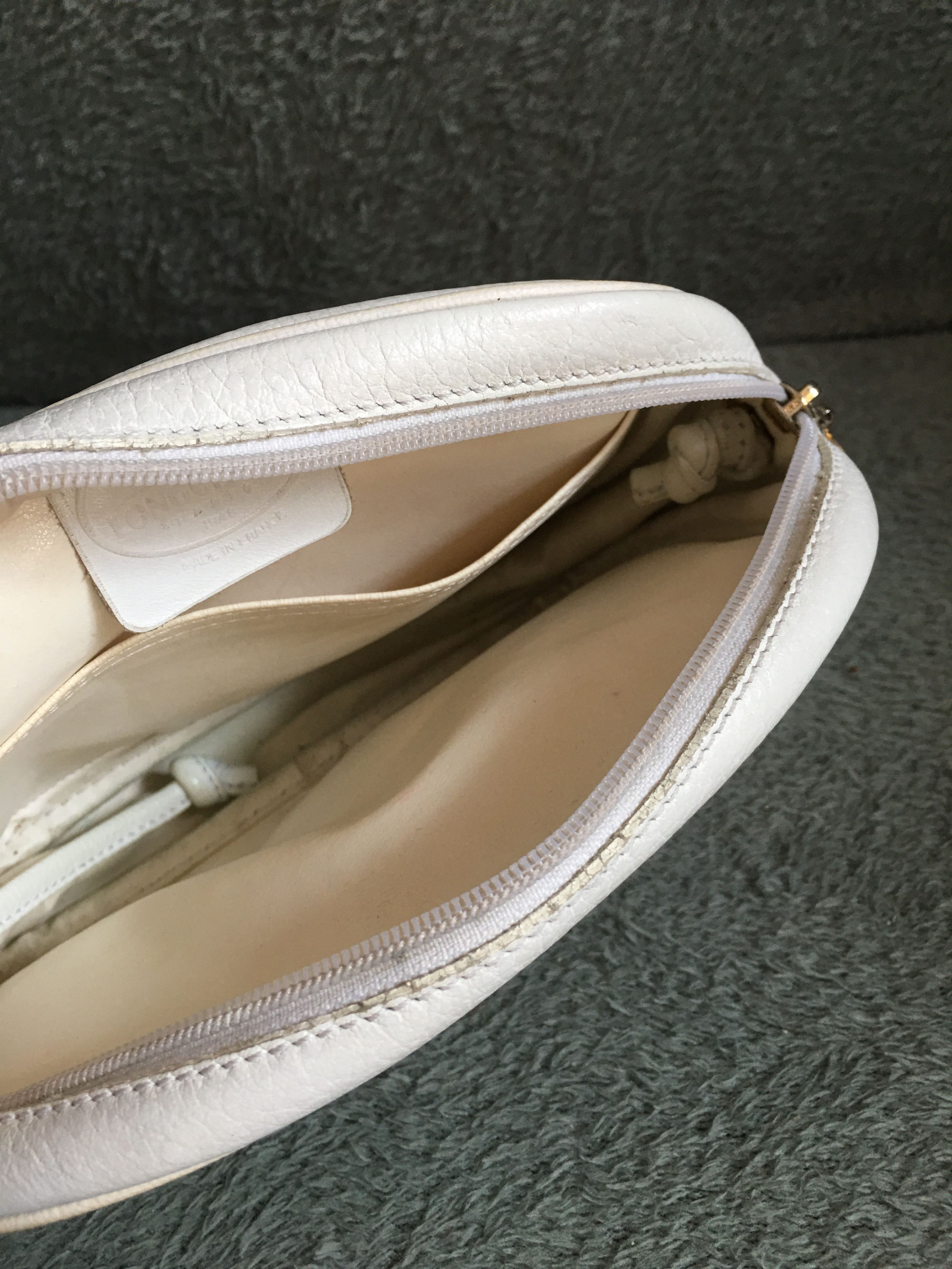 LONGCHAMP Cream Pebbled Leather Shoulder Crossbody Bag