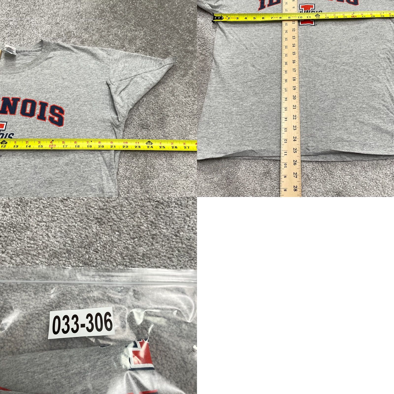 Gildan Gildan Heavy Cotton T-Shirt Mens Large Gray University Of Illinois Tee Size US L / EU 52-54 / 3 - 8 Thumbnail