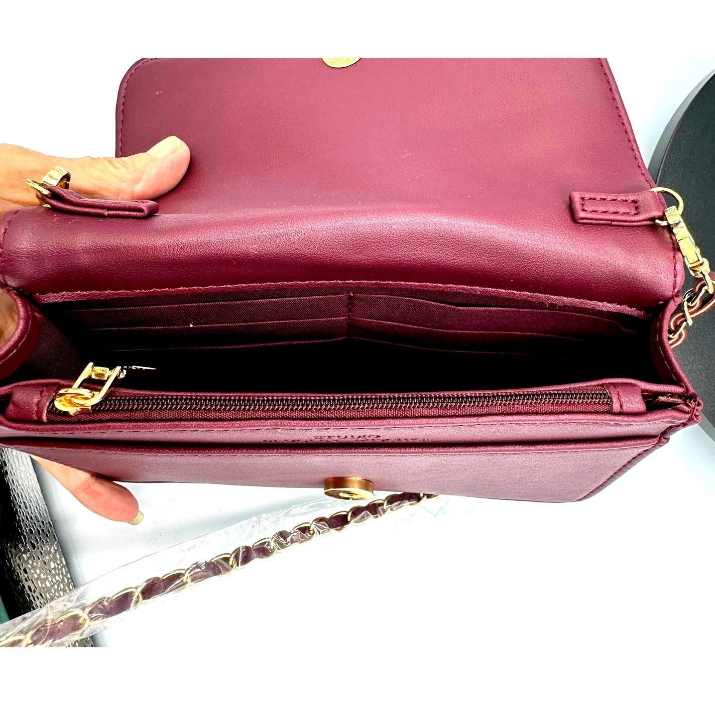 Badgley Mischka Badgley Mischka Quilted Bag Round Logo Plate - Plum Size ONE SIZE - 10 Thumbnail