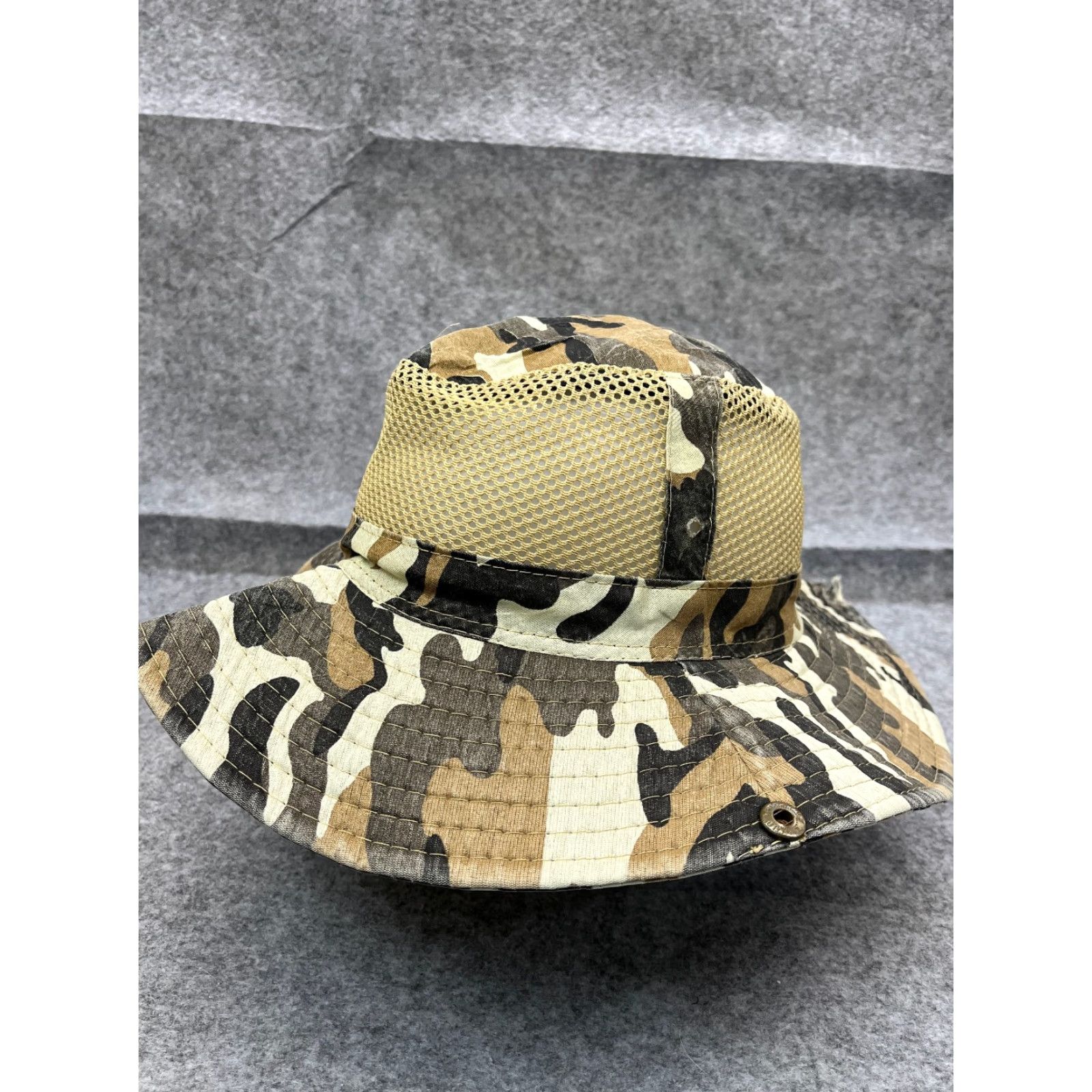 Vintage Camouflage Boonie Hat Adult One Size Beige Camo Polyester Fish Hike Camp Size ONE SIZE - 4 Thumbnail