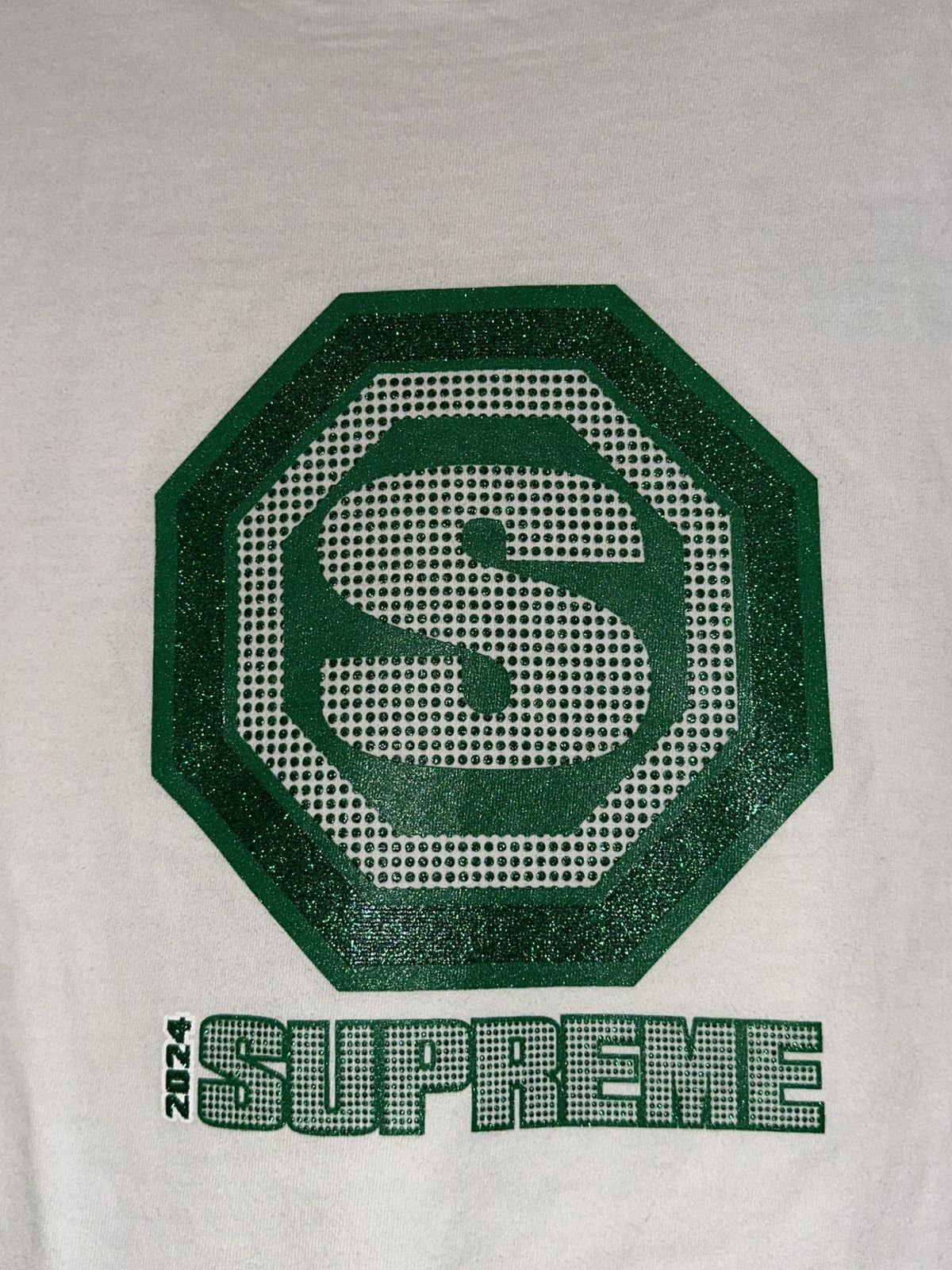 Supreme Supreme white green glitter forever outshine t shirt Size US L / EU 52-54 / 3 - 9 Thumbnail