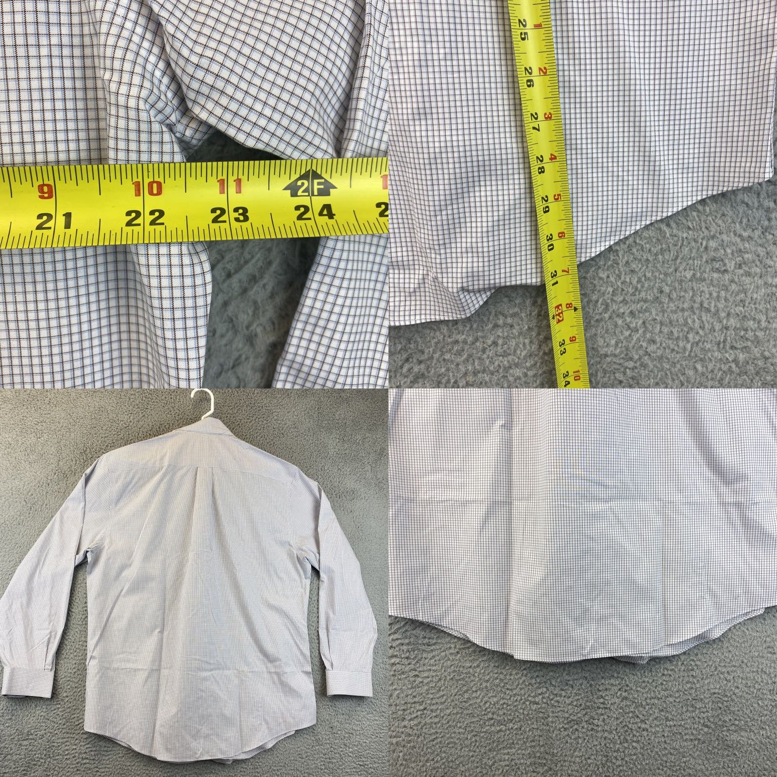 Jos. A. Bank Jos. A. Bank Men's Dress Shirt Cotton Plaid Long Sleeve Regular 16.5 Beige Gray Business Casual Size US L / EU 52-54 / 3 - 8 Thumbnail